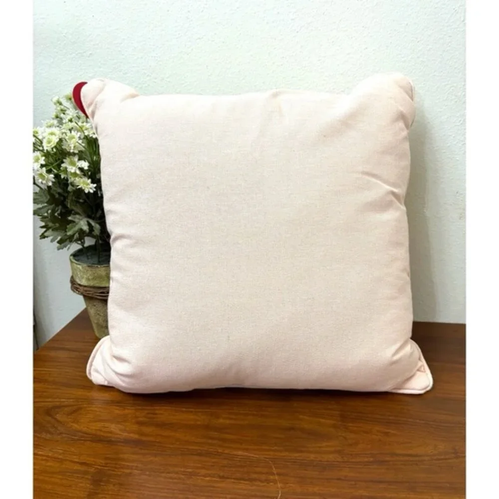VALENTINES DAY DOGS THROW PILLOW SHIMMER PINK EMBROIDERED 18X18 NOVELTY PUPPIES